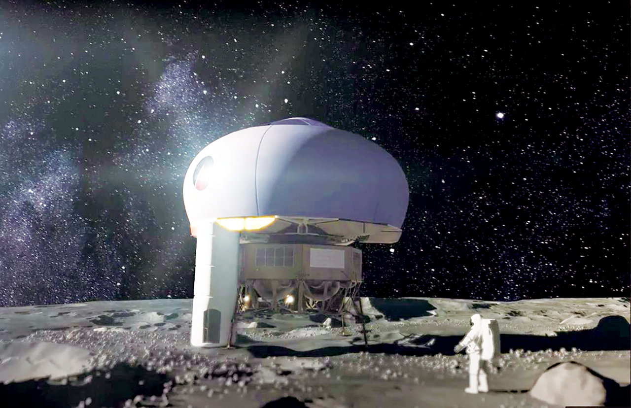 نموذج «يوروهاب» أو «الواحة» المبتكر، الذي يُعد مسكناً لرواد الفضاء على سطح القمر (تواصل اجتماعي)