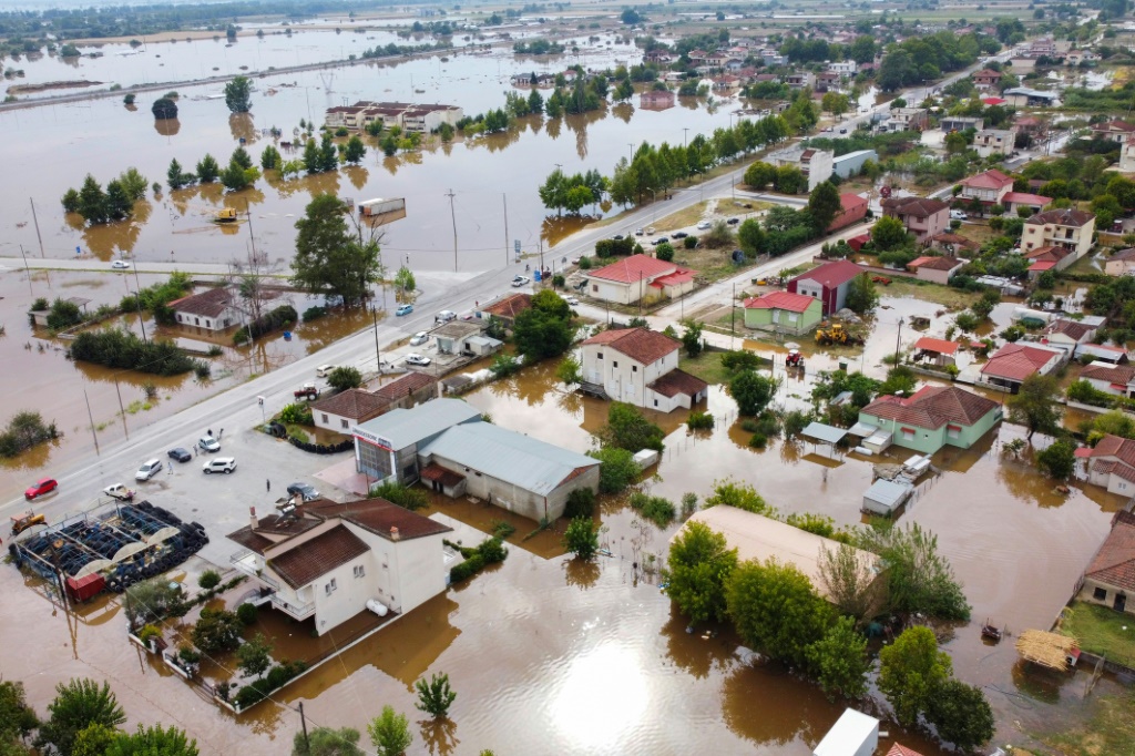 صورة مؤرخة في 7 أيلول/سبتمبر 2023 لقرية فركادونا التي اجتاحتها الفيضانات (ا ف ب)
