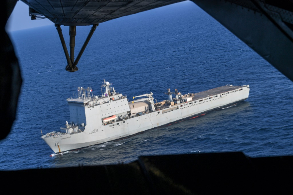  سفينة الدعم البريطانية كارديغان باي في صورة مؤرخة الخامس من تشرين الثاني/نوفمبر 2019 أثناء إبحارها في الخليج (ا ف ب)