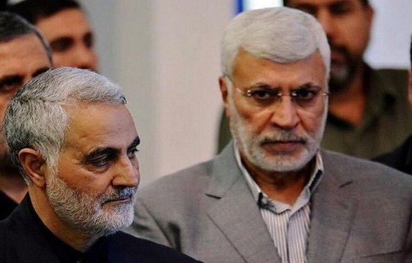 قائد «فيلق القدس» بالحرس الثوري الإيراني قاسم سليماني، ونائب رئيس هيئة الحشد الشعبي بالعراق أبو مهدي المهندس
