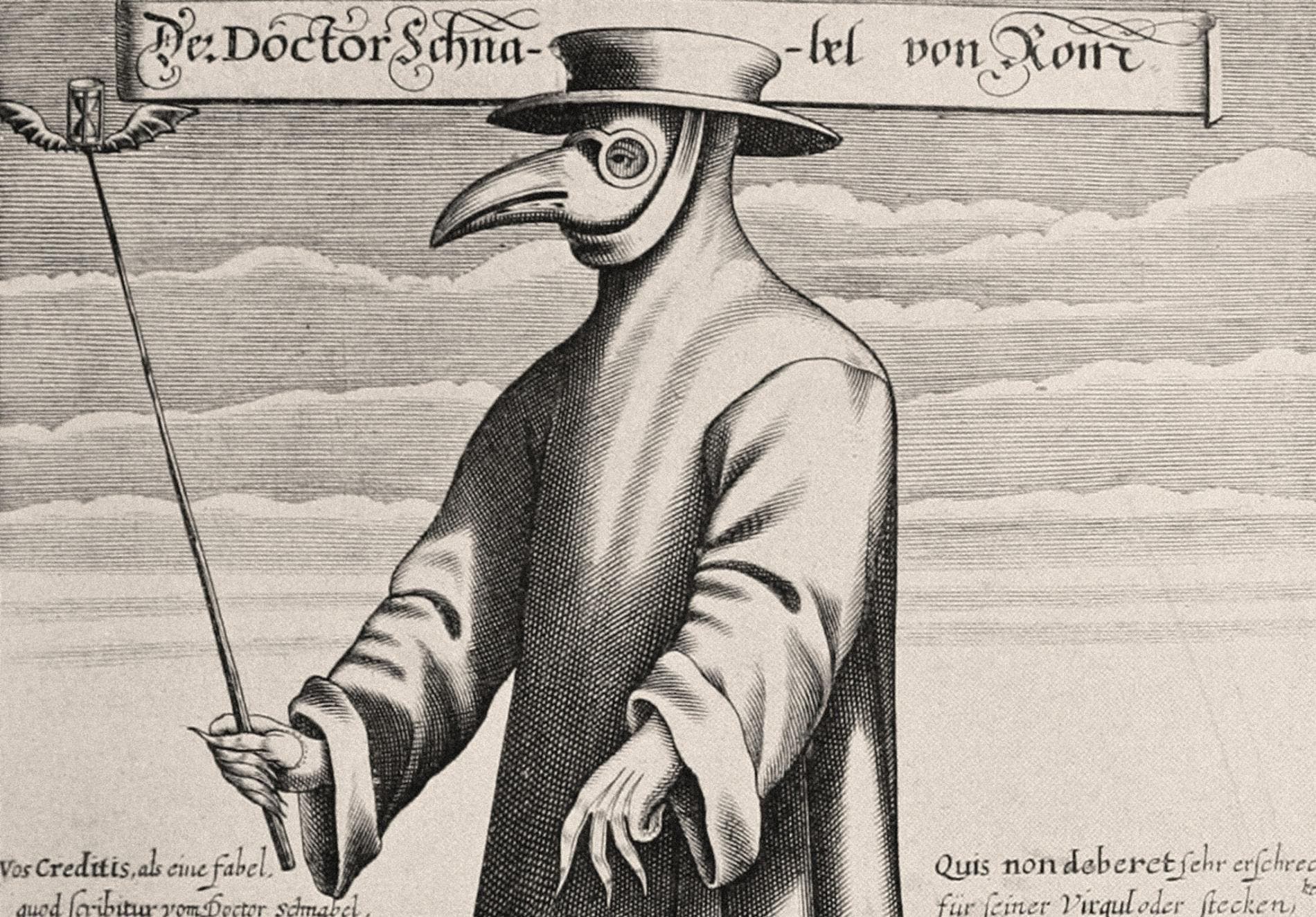 رسم تخيلي يجسد أحد الأطباء خلال فترة الطاعون