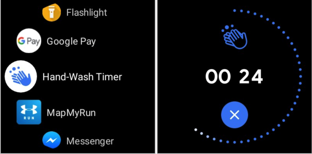 Hand-Wash Timer في تطبيق Google Clock لنظام Wear OS