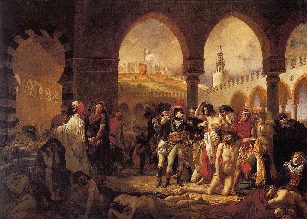 لوحة تجسد بونابرت أثناء تفقده للمصابين بالطاعون في يافا