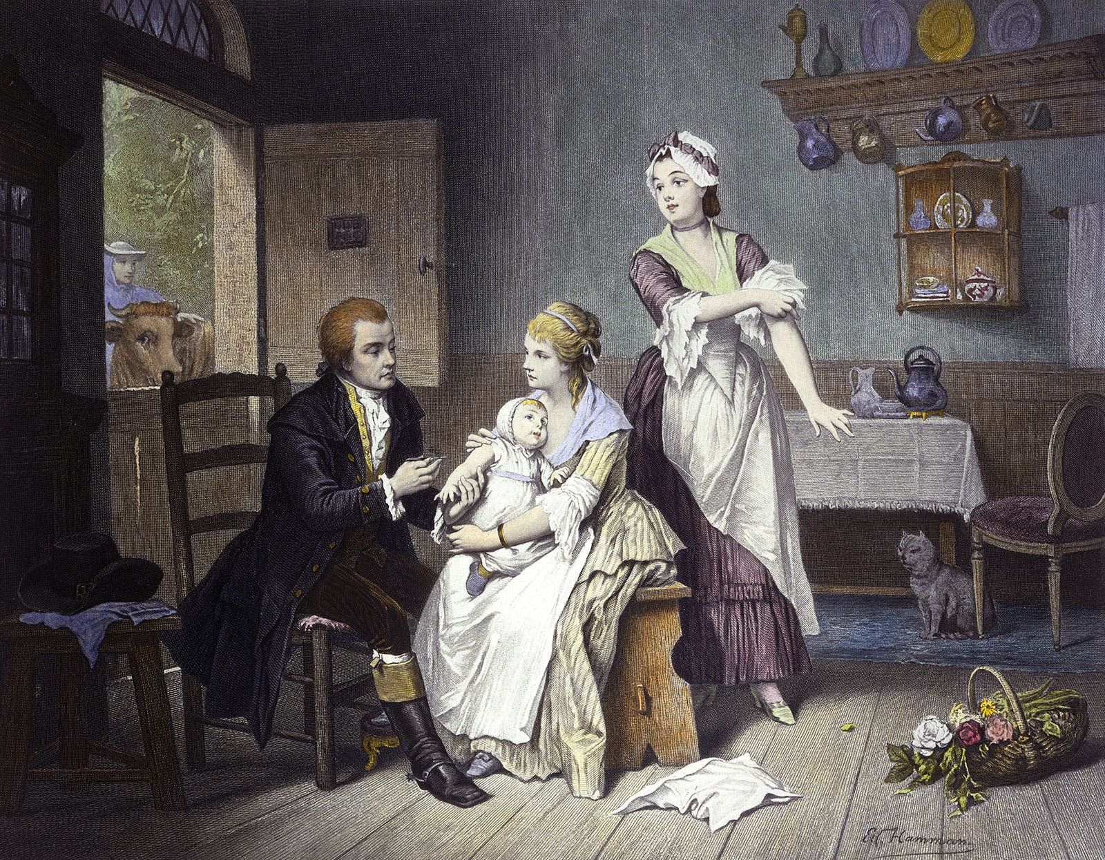  لوحة تجسد عملية التطعيم التي قادها الطبيب الإنجليزي إدوارد جينر