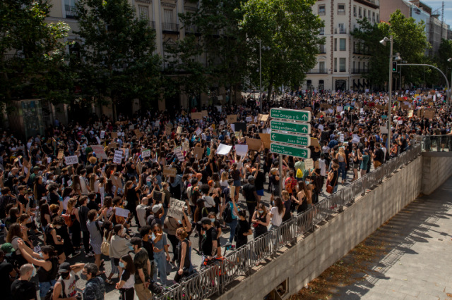 جانب من مظاهرات مدريد اليوم 