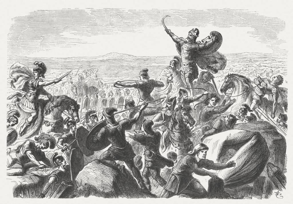 تصوير لإحدى معارك الرومان مع أتيلا الهوني
