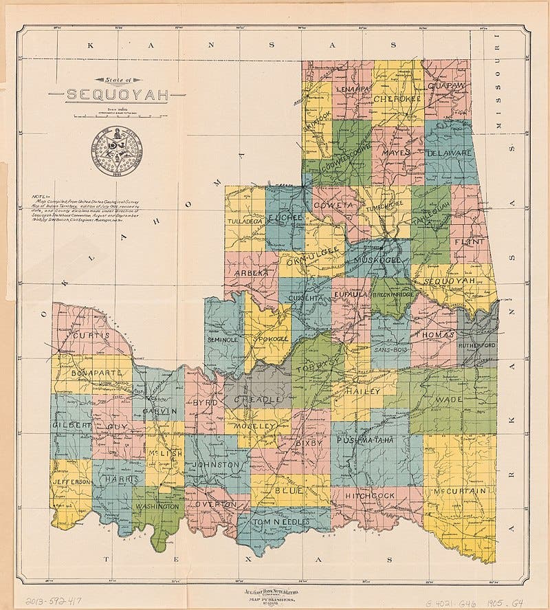 صورة مقترحة مطلع القرن العشرين لتقسيم ولاية سيكويا