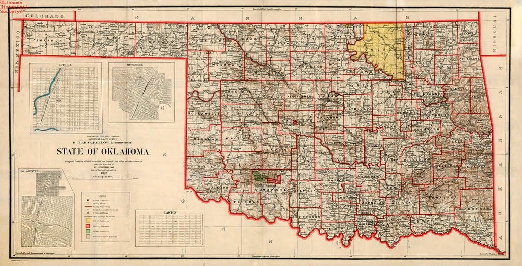 خارطة ولاية اوكلاهوما عام 1907