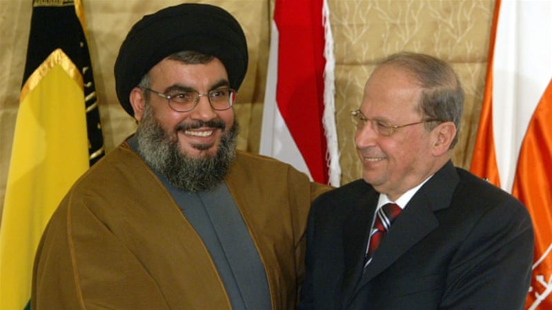 الرئيس اللبناني العماد ميشال عون مع الأمين العام لحزب الله حسن نصر الله