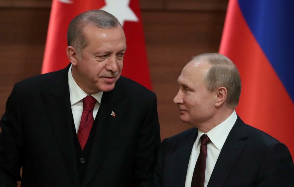الرئيس النركي رجب طيب أردوغان ونظيره الروسي فلاديمير بوتين