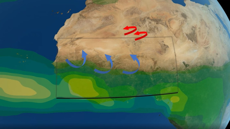 الرياح الموسمية المحملة بالرطوبة في خليج غينيا تؤدي إلى هبوب العواصف الرملية