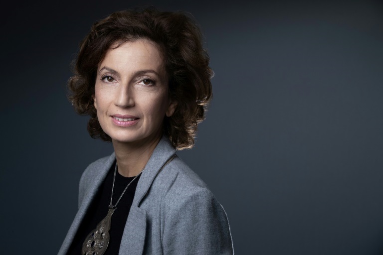 المديرة العامة لمنظمة الأمم المتحدة للتربية والثقافة والعلوم (اليونسكو) أودري أزولاي في باريس في 27 أكتوبر 2021 ( ا ف ب)