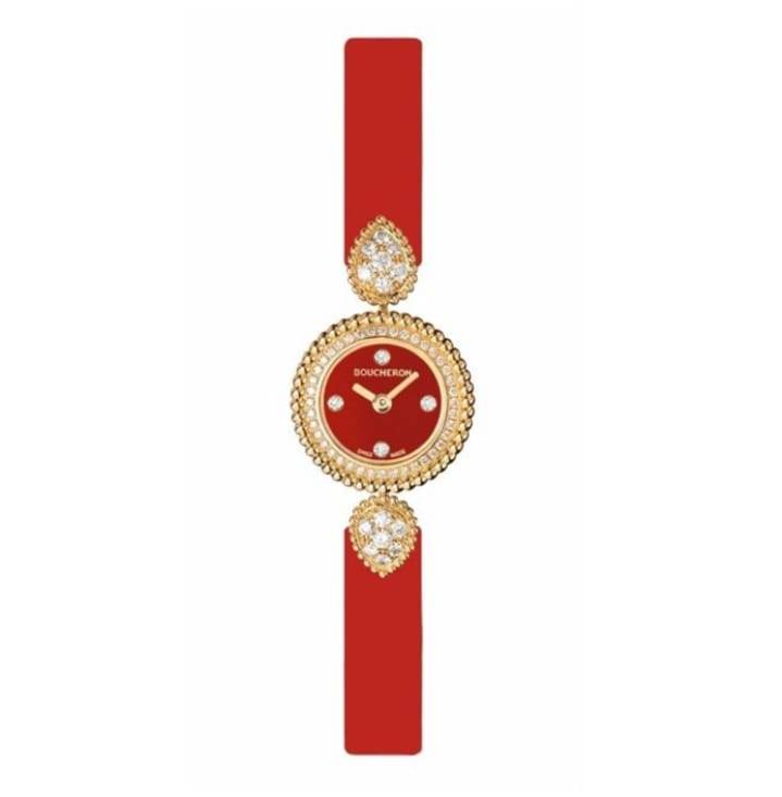 ساعة يد نسائية باللون الأحمر من بوشرون Boucheron