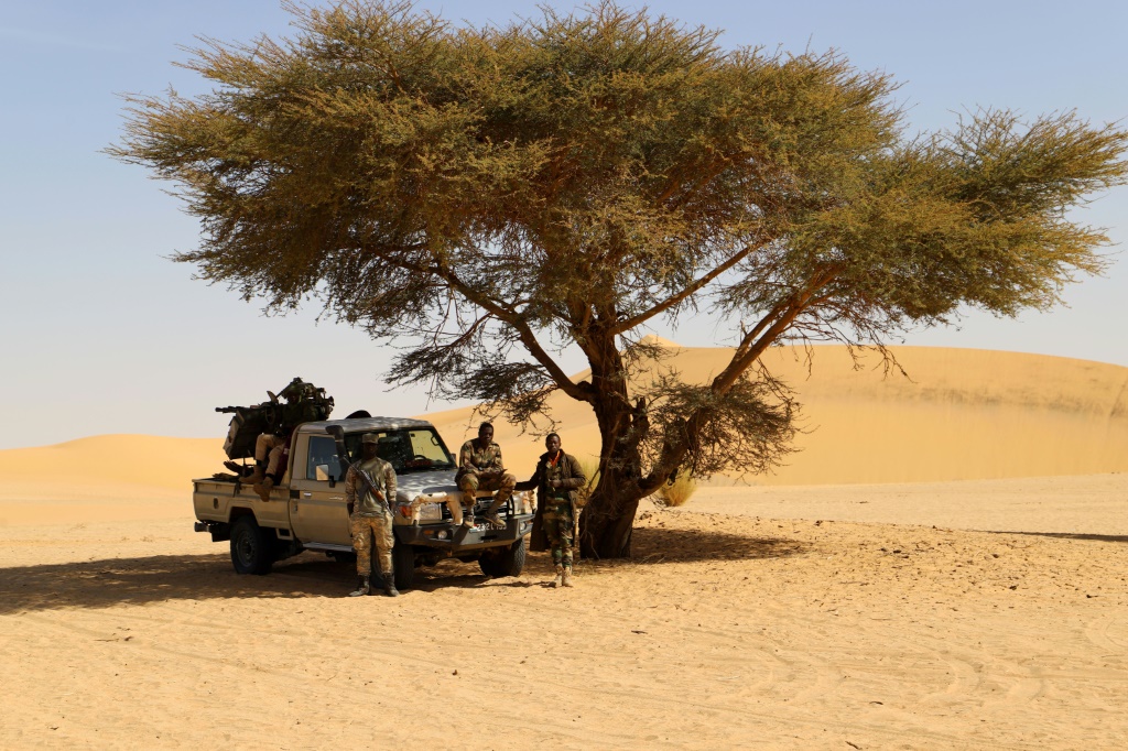 دورية للجيش النيجري في صحراء ايفيروان في 12 شباط/فبراير 2020 (أ ف ب)