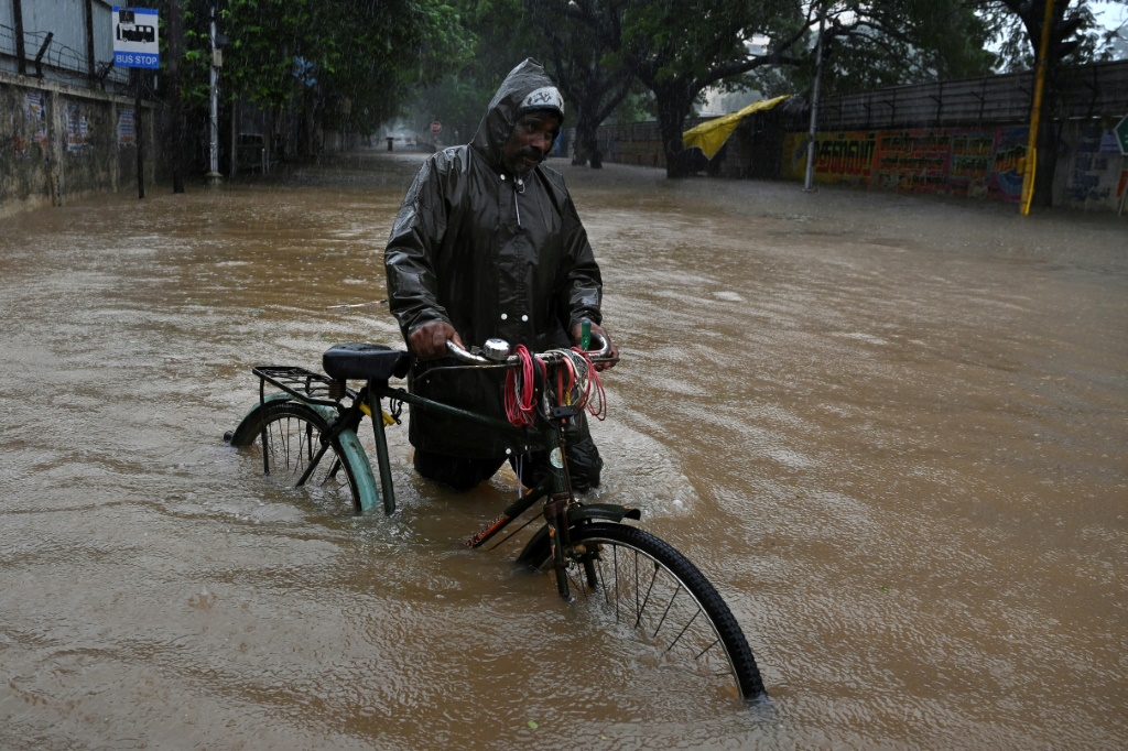 الفيضانات التي حدثت بجنوب الهند ( أ ف ب)