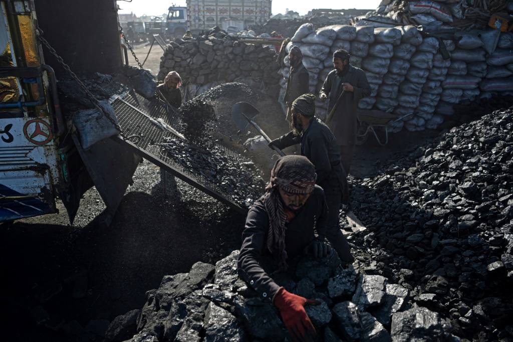 في سوق قريب من كابول حيث يُباع الفحم، في 17 تشرين الثاني/نوفمبر 2021 (أ ف ب)