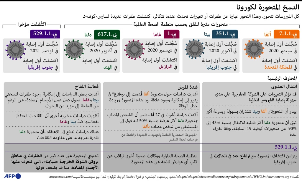 النسخ المتحورة لكورونا (ا ف ب)
