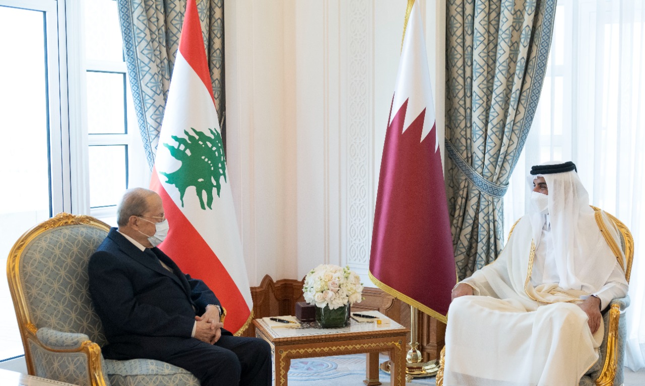 أمير دولة قطر يلتقي الرئيس اللبناني في الدوحة (الرئاسة اللبنانية)