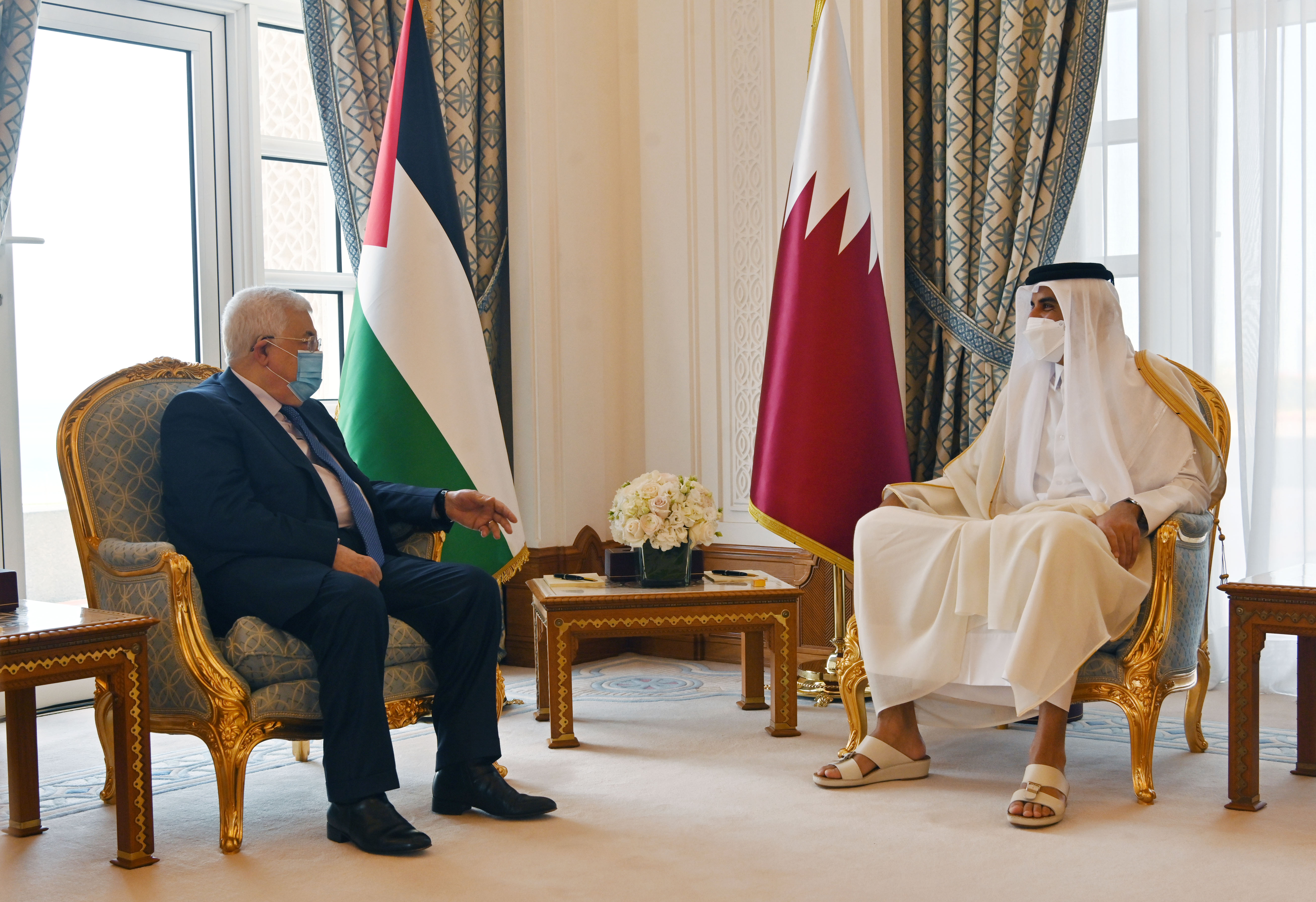 أمير قطر والرئيس الفلسطيني (وفا)