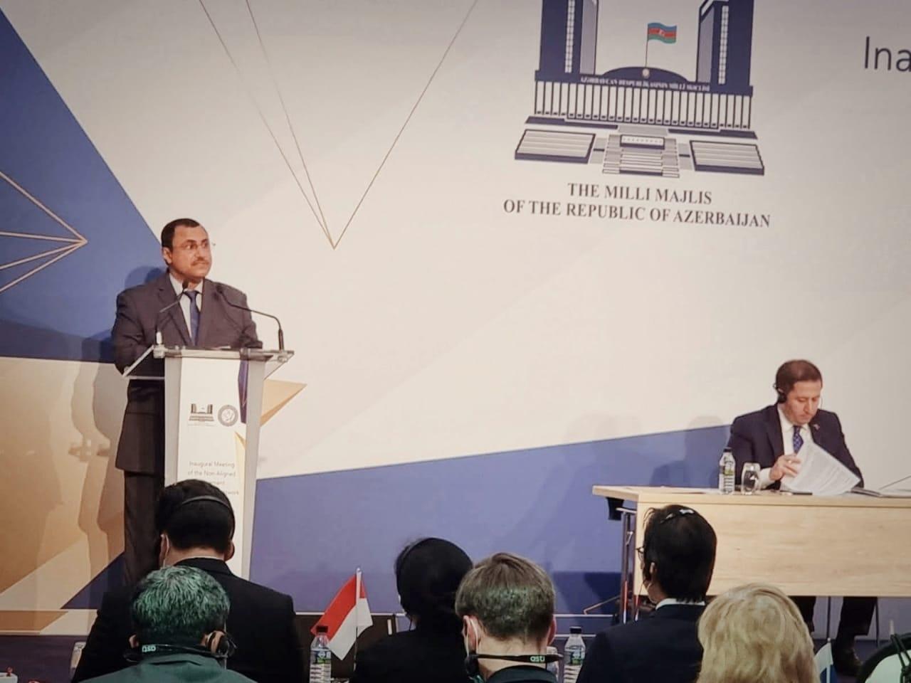 عادل بن عبدالرحمن العسومي رئيس البرلمان العربي يشارك في تدشين الشبكة البرلمانية لحركة عدم الانحياز ( الأمة برس )