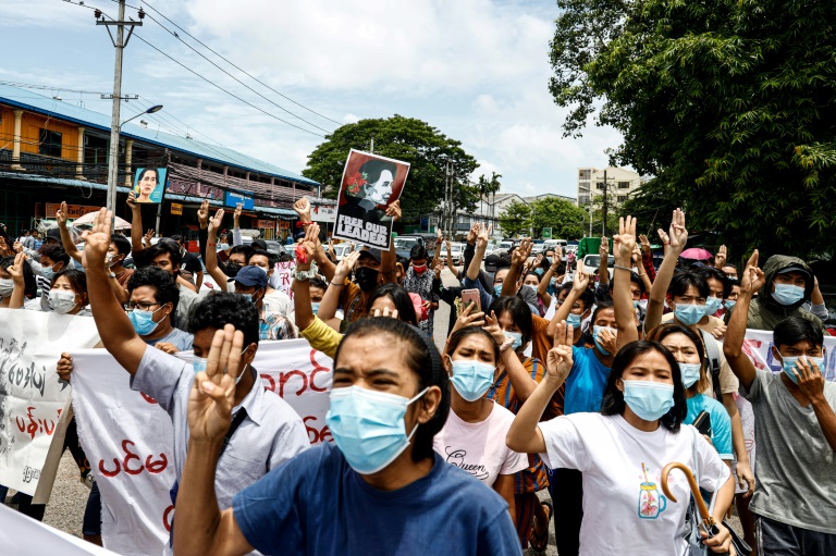 ميانمار في حالة اضطراب منذ انقلاب عسكري في فبراير أثار احتجاجات في جميع أنحاء البلاد وحملة دموية على المعارضة(ا ف ب)