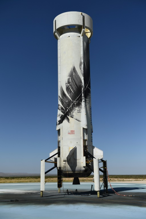 يُطلق على صاروخ Blue Origin شبه المداري اسم New Shepard تكريماً لرائد الفضاء الرائد (أ ف ب)