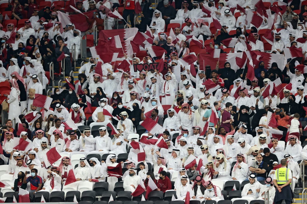 من مباراة قطر والإمارات في استاد البيت ضمن ربع نهائي كأس العرب 2021 (ا ف ب)
