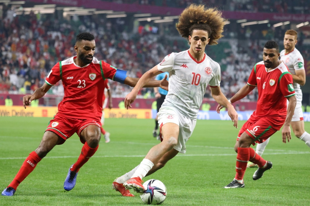 من مباراة تونس وعمان في كأس العرب في 10  ديسمبر 2021 (ا ف ب)
