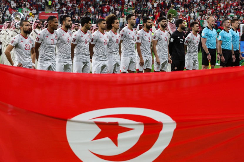 منتخب تونس لكرة القدم قبل المباراة النهائية لكأس العرب التي اختتمت في قطر (د ب أ)