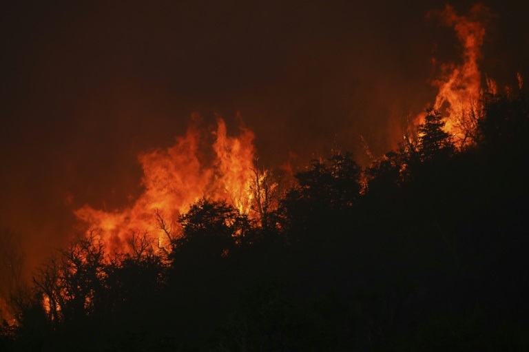 حريق هائل على بعد 12 كلم من و60 كلم جنوب مدينة باريلوتشي في محافظة ريو نيغرو في الأرجنتين في 13 كانون الثاني/يناير 2022 (ا ف ب)
