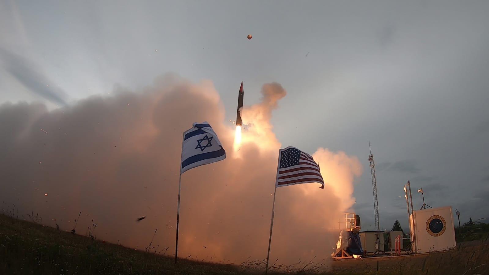 تجربة إطلاق نظام الدفاع الصاروخي Arrow 3 التي أصدرتها وزارة الدفاع في 28 يوليو 2019. (وزارة الدفاع) تجربة إطلاق نظام الدفاع الصاروخي Arrow 3 التي أصدرتها وزارة الدفاع في 28 يوليو 2019. (وزارة الدفاع)