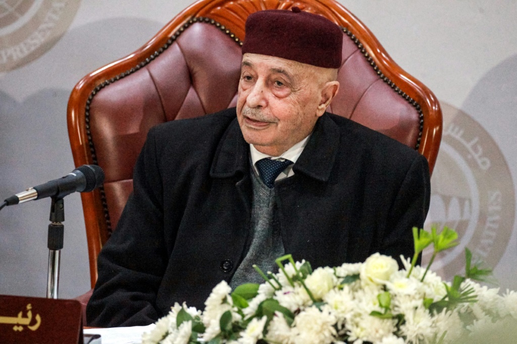 عقيلة صالح ، رئيسة البرلمان الليبي في طبرق ، في الصورة هنا ، 6 ديسمبر ، 2020 (ا ف ب)