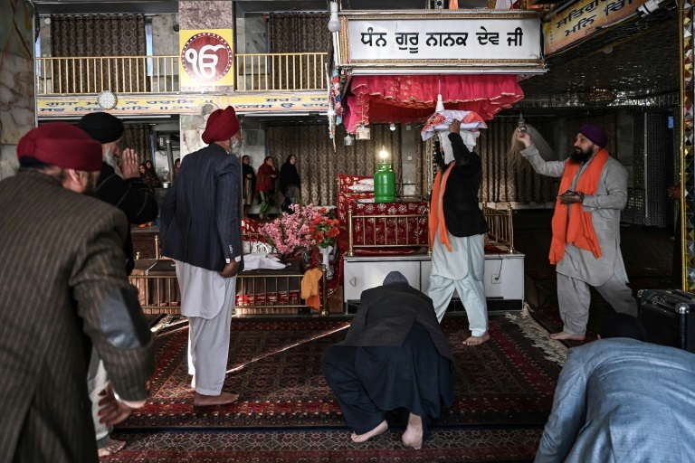 احتفال ديني في معبد للسيخ في كابول في 31 كانون الأول/ديسمبر 2021 (ا ف ب)