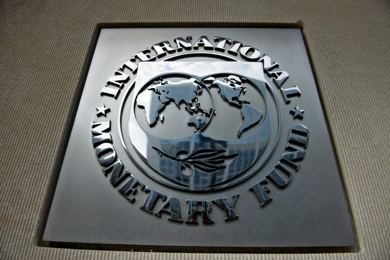 شعار صندوق النقد الدولي في واشنطن بتاريخ 30 حزيران/يونيو 2015 (ا ف ب)
