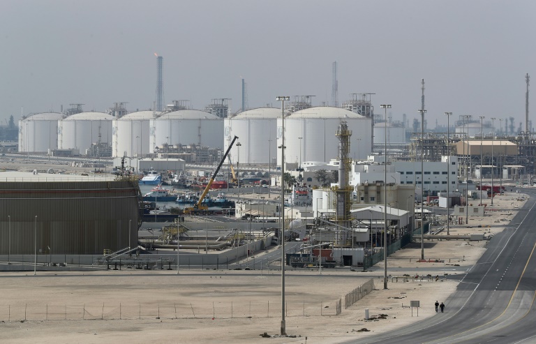 مدينة راس لفان الصناعية، أهم مراكز انتاج الغاز المسال في قطر، على بعد 80 كلم شمال الدوحة في 6 شباط/فبراير 2017.(ا ف ب)