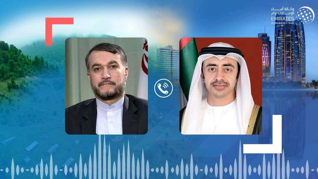 اتصال هاتفي بين وزير الخارجية الإراني امير عبد اللهيان ونظيره الاماراتي عبد الله بن زايد (وام) 