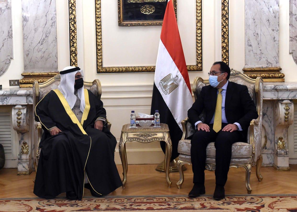 الدكتور مصطفى مدبولي، رئيس الوزراء المصري يستقبل عادل بن عبدالرحمن العسومي، رئيس البرلمان العربي (الأمة برس)
