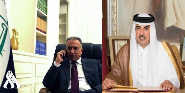اتصال هاتفي بين رئيس مجلس الوزراء مصطفى الكاظمي، مع أمير دولة قطر الشيخ تميم بن حمد آل ثاني (واع)