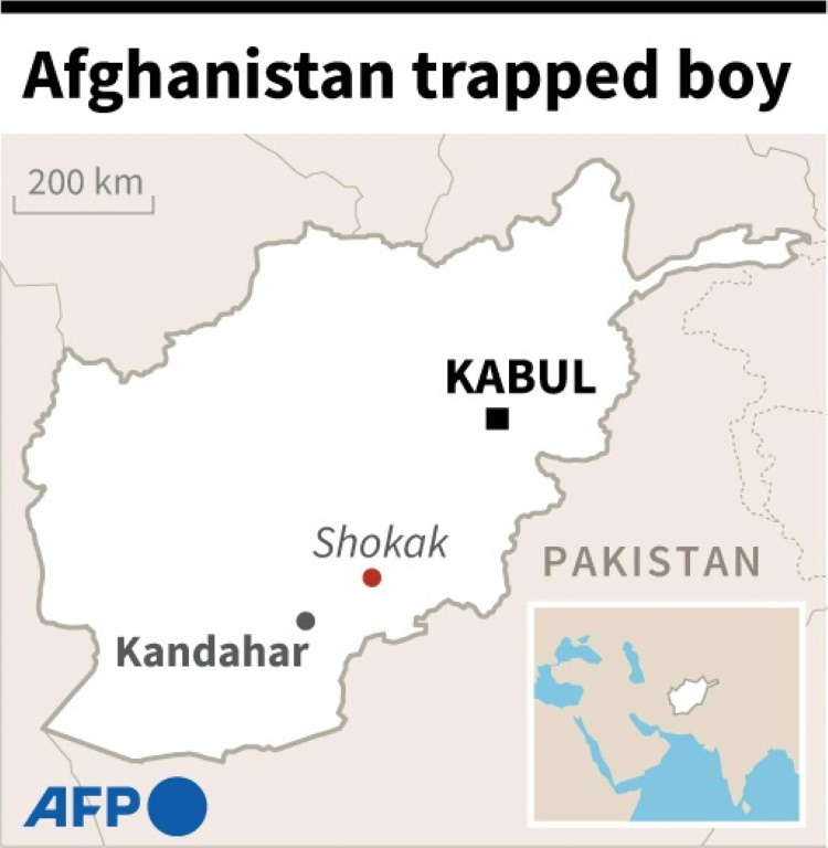 خريطة تحدد موقع المنطقة في أفغانستان حيث كان رجال الإنقاذ يتدافعون في 17 فبراير للوصول إلى طفل يبلغ من العمر خمس سنوات محاصر في بئر لمدة يومين (أ ف ب)