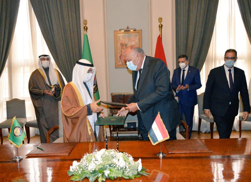 اللقاء تناول كذلك تبادل الرؤى إزاء أبرز القضايا العربية الراهنة؛ فضلا عن التباحث حول ما تشهده الساحة الإقليمية والدولية من تطورات متسارعة (وزارة الخارجية المصرية)
