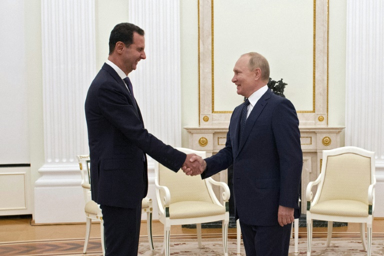     الرئيس الروسي فلاديمير بوتين مستقبلا نظيره السوري بشار الأسد في الكرملين في موسكو في 13 أيلول/سبتمبر 2021(ا ف ب)   