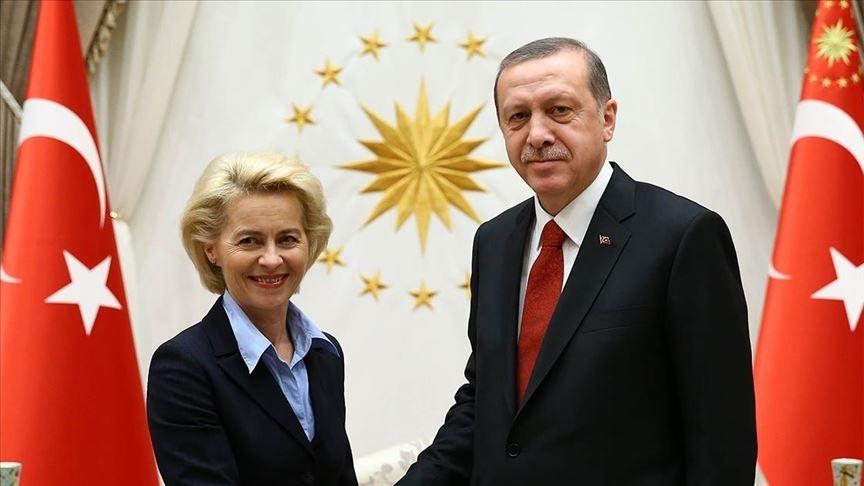  الرئيس أردوغان ورئيسة المفوضية الأوروبية أورسولا فون دير لاين ( الأناضول)