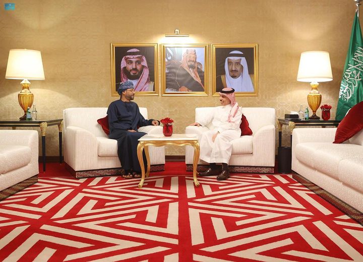 وزير الخارجية السعودي&nbsp; الأمير فيصل بن فرحان بن عبدالله ، معالي وزير خارجية سلطنة عُمان السيد بدر بن حمد بن حمود البوسعيدي(واس)