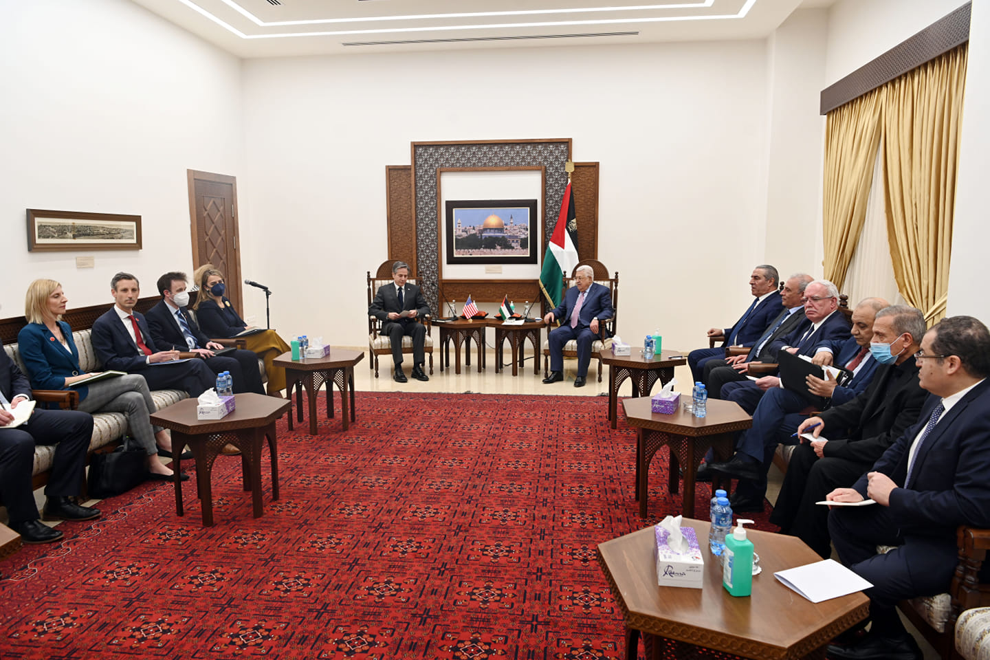 الرئيس الفلسطيني محمود عباس مع وزير الخارجية الأميركي أنتوني بلينكن(فيس بوك)