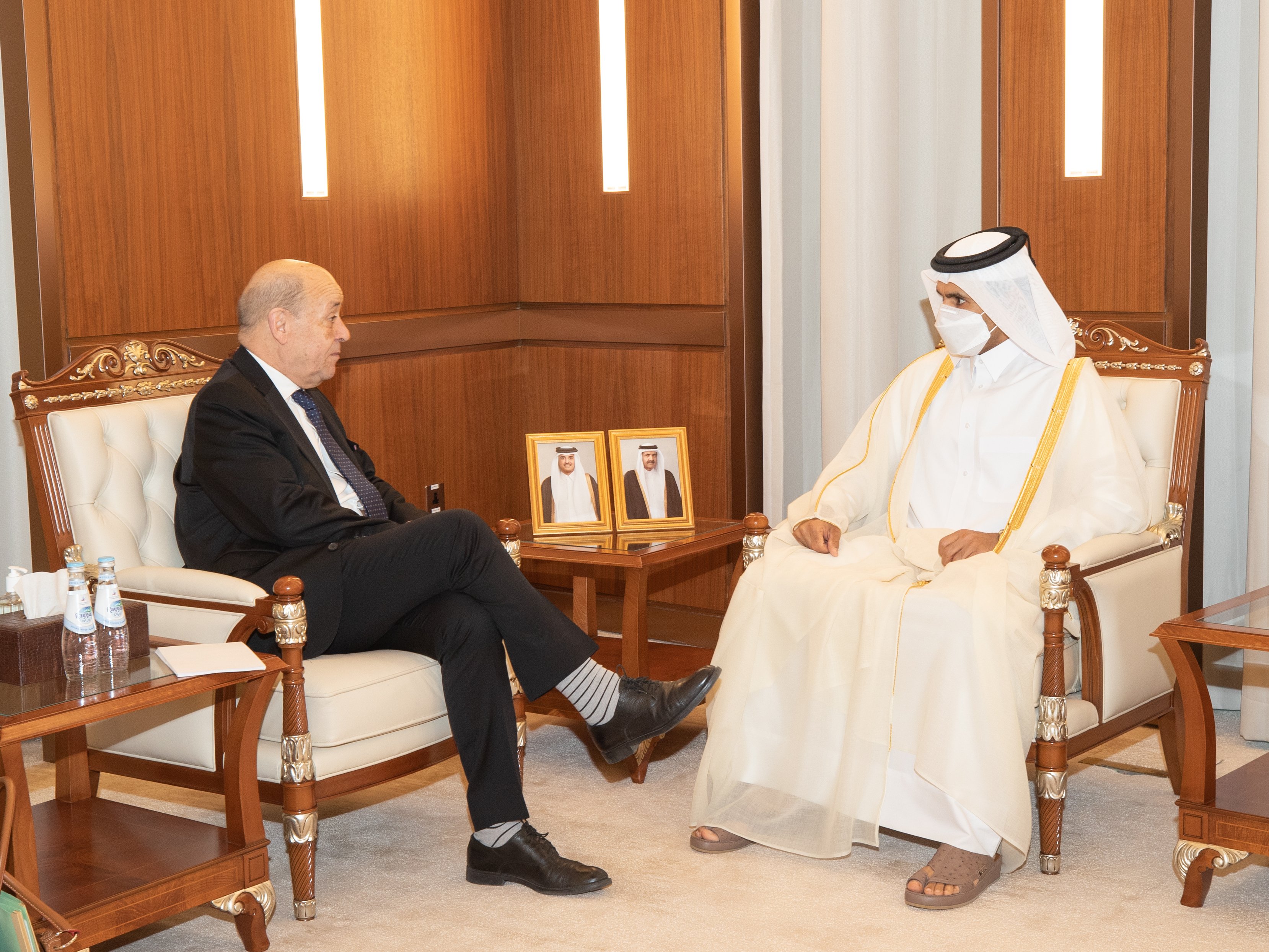 وزير الدولة&nbsp;القطري&nbsp;&nbsp; المهندس سعد بن شريدة الكعبيمع&nbsp; السيد جان إيف لودريان وزير خارجية الجمهورية الفرنسية(قنا)