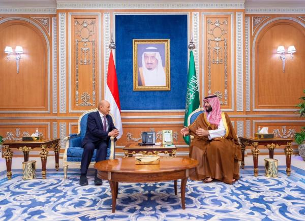 رئيس مجلس القيادة اليمني وولي العهد السعودي (واس)