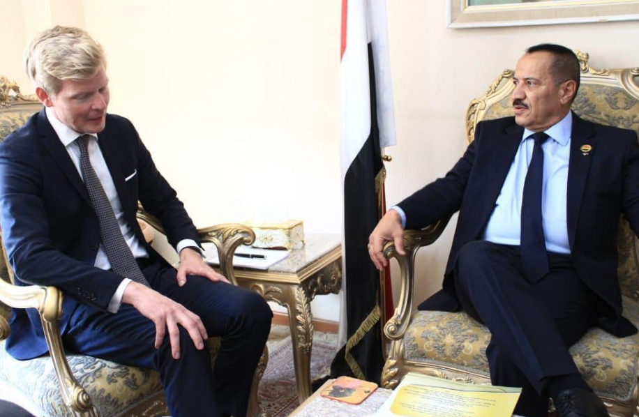 وزيرالخارجية في حكومة الحوثيين، يستقبل المبعوث الخاص للأمين العام للأمم المتحدة إلى اليمن هانس غروندبرغ (سبأ)