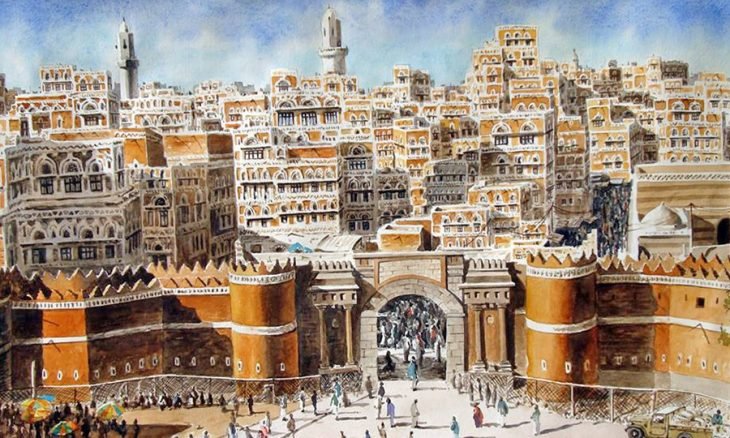 لوحة للفنان اليمني مظهر نزار
