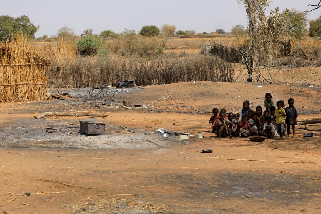 قرية الطويل سعدون على بعد 85 كلم جنوب نيالا عاصمة جنوب دارفور، في 2 شباط/فبراير 2021 (ا ف ب)