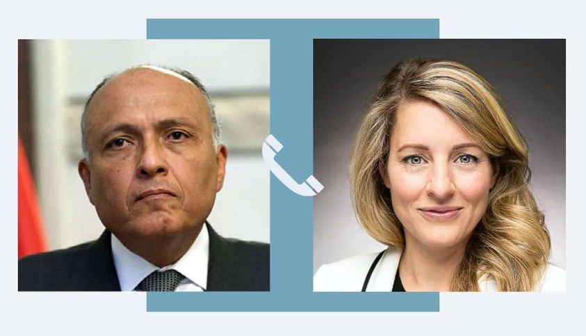 وزير الخارجية المصري سامح شكري، اليوم، مع وزيرة خارجية كندا "ميلاني جولي" (الخارجية المصرية)
